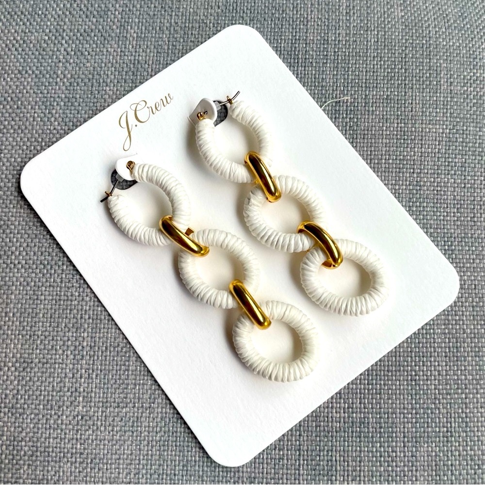 J.Crew Cotton raffia-wrapped chain earrings - Picture 6 of 13